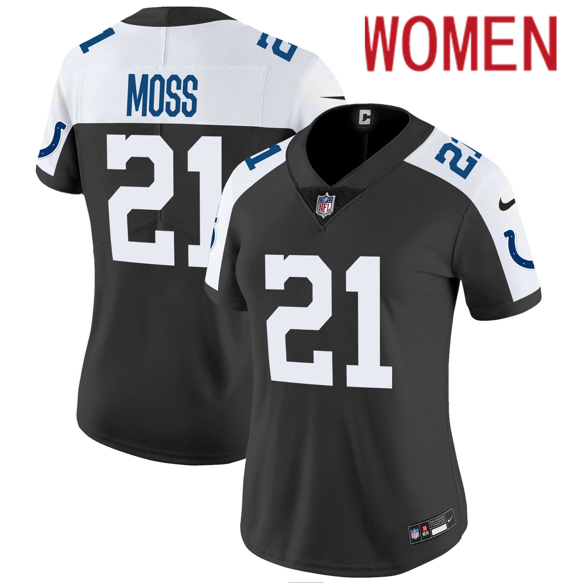 Women Indianapolis Colts 21 Moss Black 2024 Nike Vapor Limited NFL Jersey